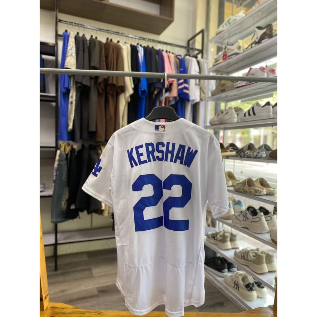 Áo bóng chày ni.k.e x MLB foverfit kiểu dáng gài nút cổ bóng chày