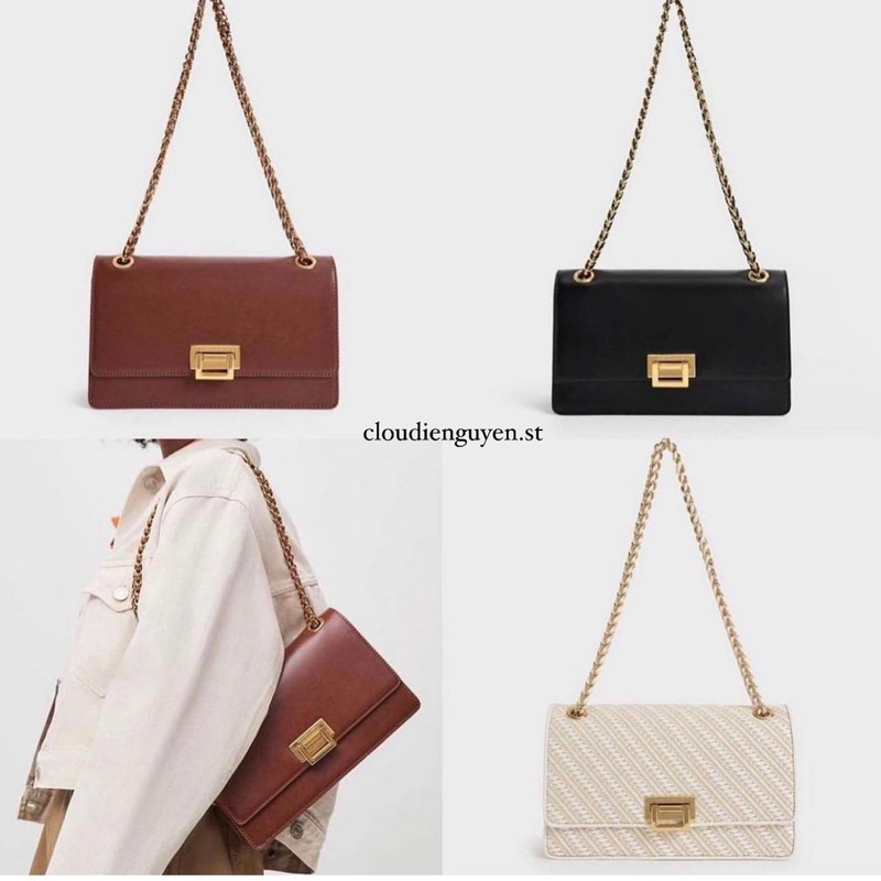 Túi xách / Ví đeo chéo dây xích dự tiệc CHARLES N KEITH