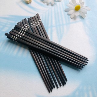 Đũa mun 23cm cán khảm sọc trắng, đũa ăn cơm bền đẹp