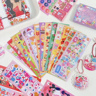 Combo 100/200 tấm sticker lấp lánh dán nhãn vở, móc khoá, toploader, trang trí sổ dễ thương