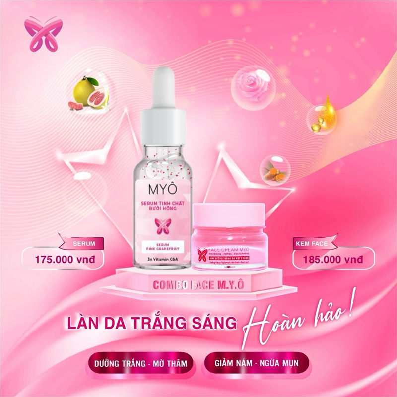 COMBO KEM FACE 2 TẦNG & SERUM CĂNG BÓNG DA BƯỞI HỒNG