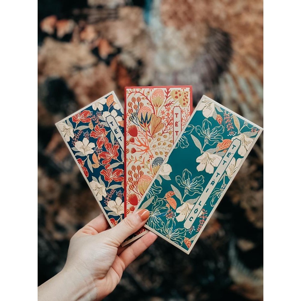 BAO LÌ XÌ MẪU 2024 1 XẤP 10 CÁI - Mẫu Hoa Lá Bốn Mùa