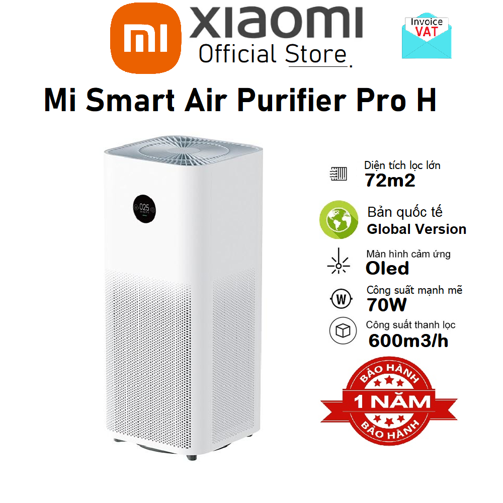 Máy Lọc Không Khí Xiaomi Mi Air Purifier Pro H Diện tích lọc 42-72m2, 600m3/h Bản quốc Tế - Chính Hãng