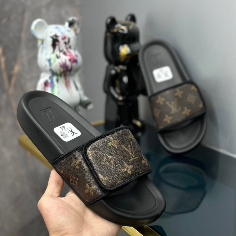 Dép Nam LV Quai Ngang ĐẾ PU Đi êm Chân Kiểu Dáng Thời Trang Năng Động