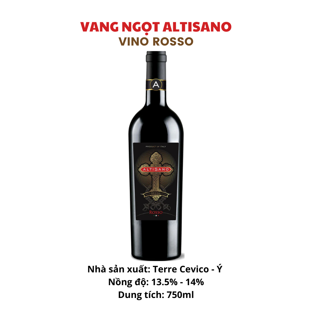Rượu Vang Ngọt Altisano Vino Rosso - Rượu Vang Ý Nhập Khẩu - Red Wine - Vin Rouge