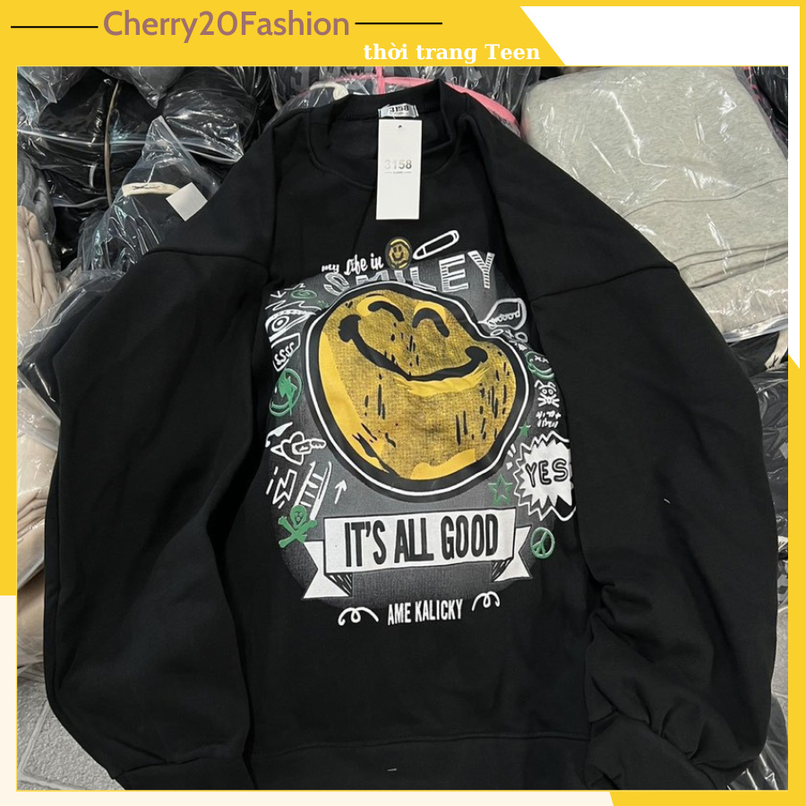 Áo sweater nỉ các mẫu hình cute cực hot năm nay, áo nỉ dài tay form Unisex dáng rộng Nam nữ mặc đôi, mặc nhóm cực xinh