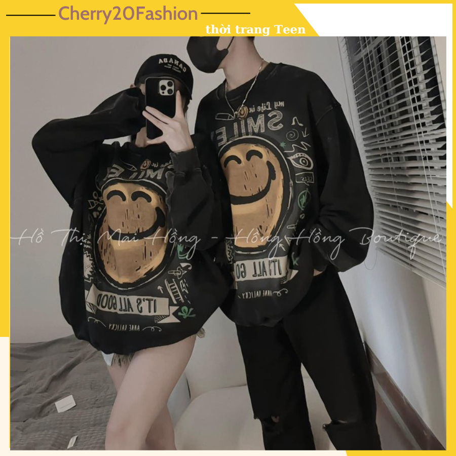 Áo sweater nỉ các mẫu hình cute cực hot năm nay, áo nỉ dài tay form Unisex dáng rộng Nam nữ mặc đôi, mặc nhóm cực xinh