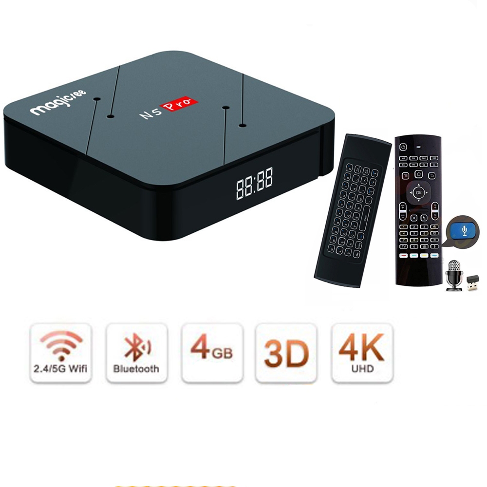 Magicsee N5 Pro điều khiển giọng nói tiếng Việt kiêm bàn phím chuột bay có đèn nền wifi 2 băng tần bluetooth  Ram 4G