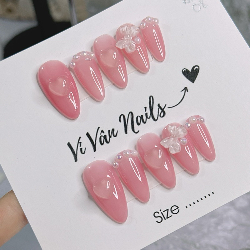Nail box thạch hồng phối tim V3