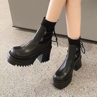 [ Sẵn nâu 39 ] Boot nữ đế đúp thời trang quảng châu 10cm