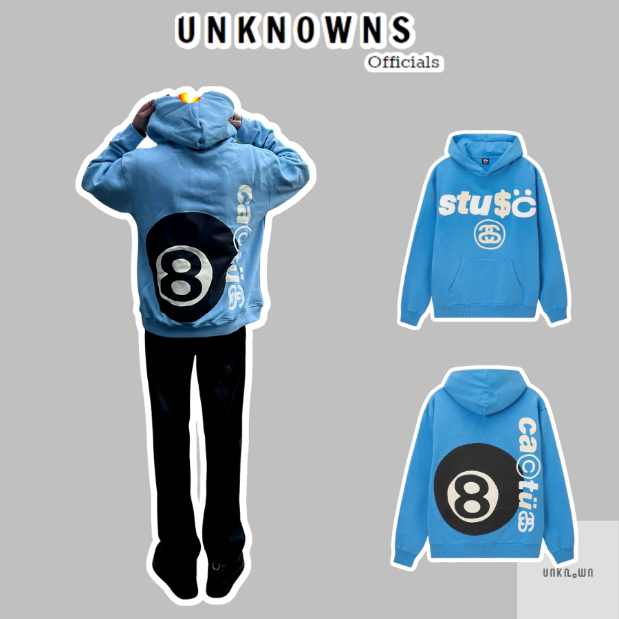 👑👑-Áo hoodie S.tussy x C.PFM 8 Ball Pigment Dyed BLue,Áo Hoodie S.tussy cao cấp full túi tag