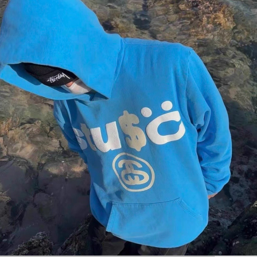 👑👑-Áo hoodie S.tussy x C.PFM 8 Ball Pigment Dyed BLue,Áo Hoodie S.tussy cao cấp full túi tag