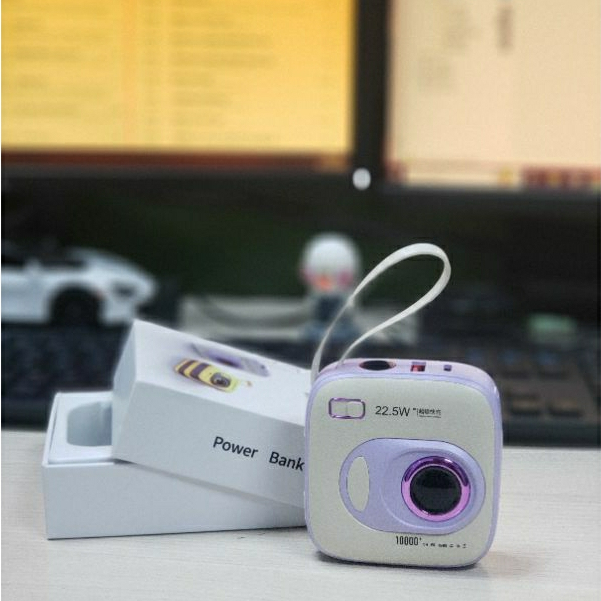 Sạc Dự Phòng Hình Máy Ảnh Độc Đáo Có Dây Sạc Siêu Nhanh 22,5W Dung Lượng Lớn 10000 mAh KhoPhuKien Official