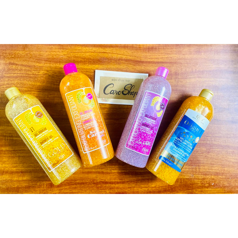 Sữa tắm tẩy da chết Body F&W Exfoliating màu vàng, màu tím 940ml