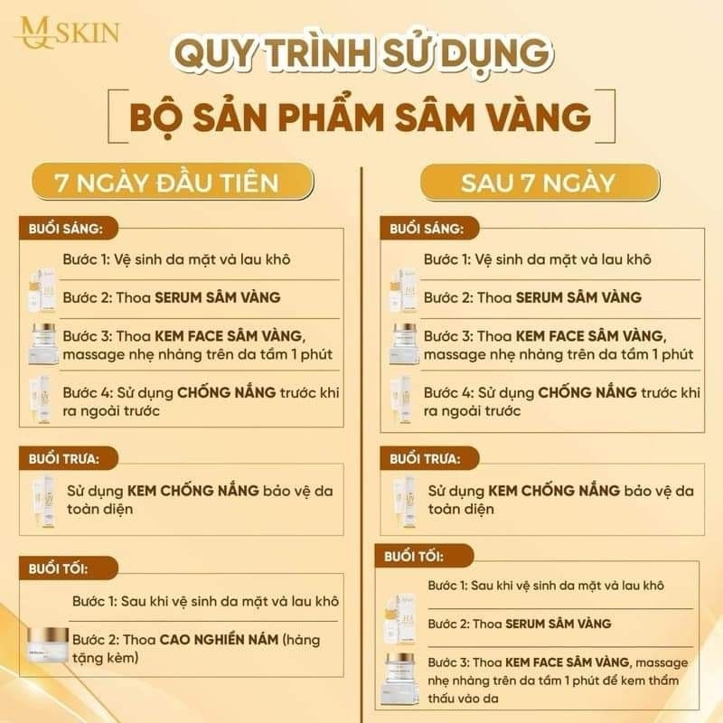 Bộ 4 món Kem Face Sâm Vàng MQ Skin chính hãng sỉ zalo 27x