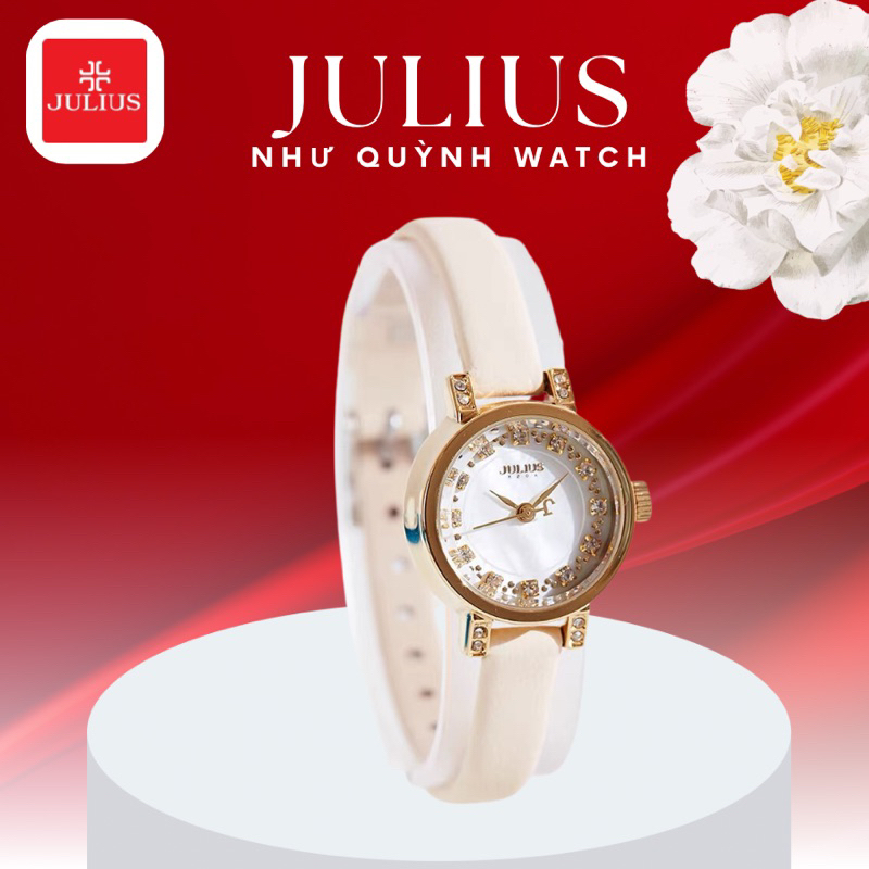 Đồng hồ nữ Julius Hàn Quốc Ja-884C dây da (Kem)