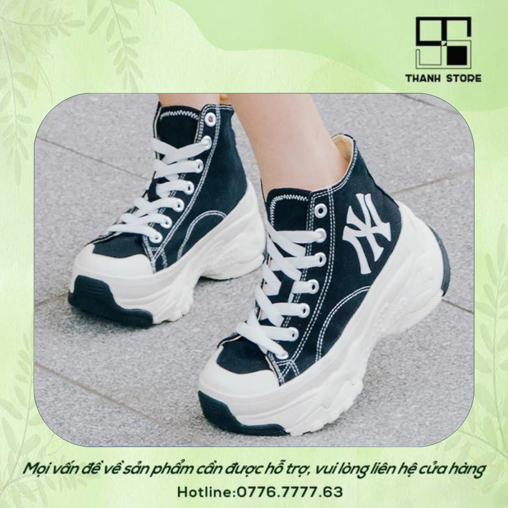 Giày thể thao nữ trắng đen giày MLB CHUNKY HIGH NY YANKEES _ hàng xuất khẩu thời trang đế cao - MCHNYB