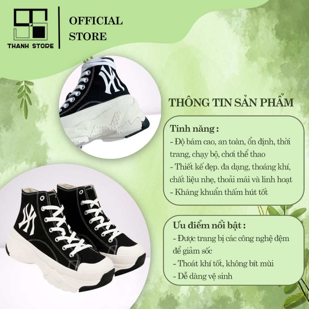 Giày thể thao nữ trắng đen giày MLB CHUNKY HIGH NY YANKEES _ hàng xuất khẩu thời trang đế cao - MCHNYB
