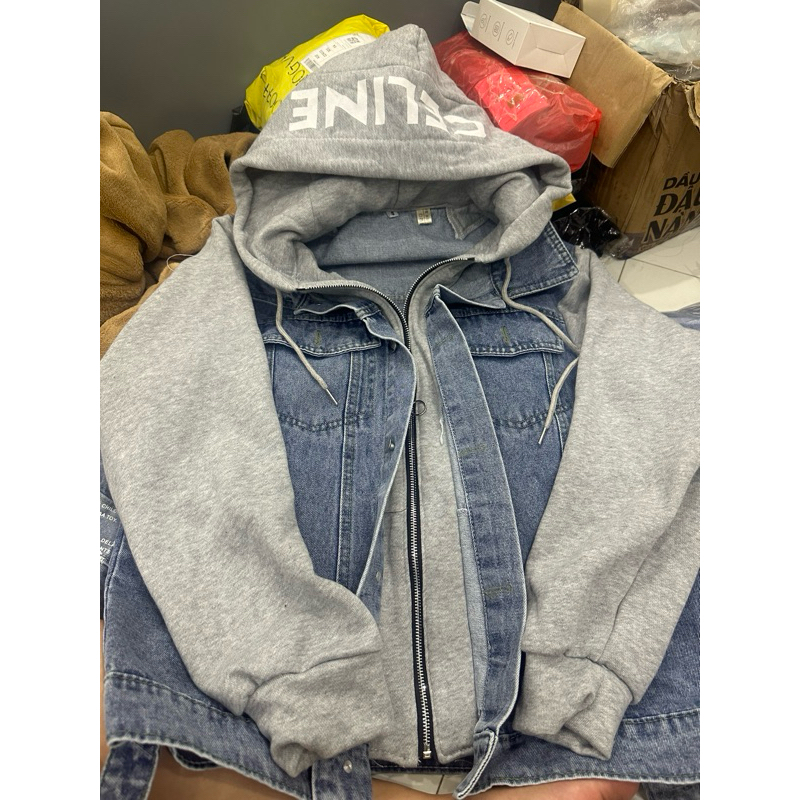 Áo Khoác Jean Mũ Nỉ CLinee