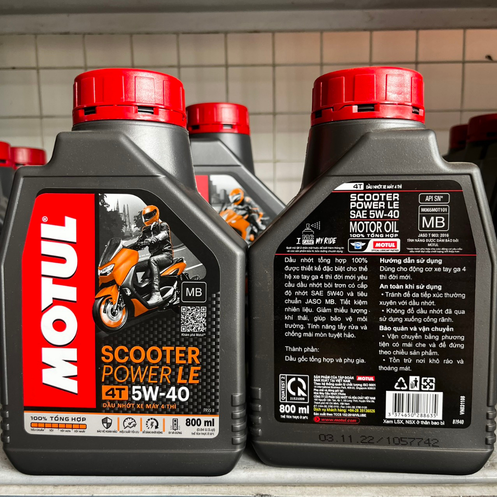 Nhớt xe ga MOTUL SCOOTER POWER 5W40 800ml và láp motul