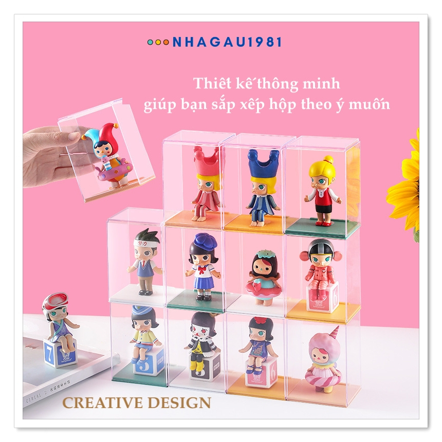 Hộp Mica Trưng Bày Mô Hình Popmart Blind Box Hộp Mô Hình Trong Suốt Có Rãnh Cắm Card Shop Nhagau1981