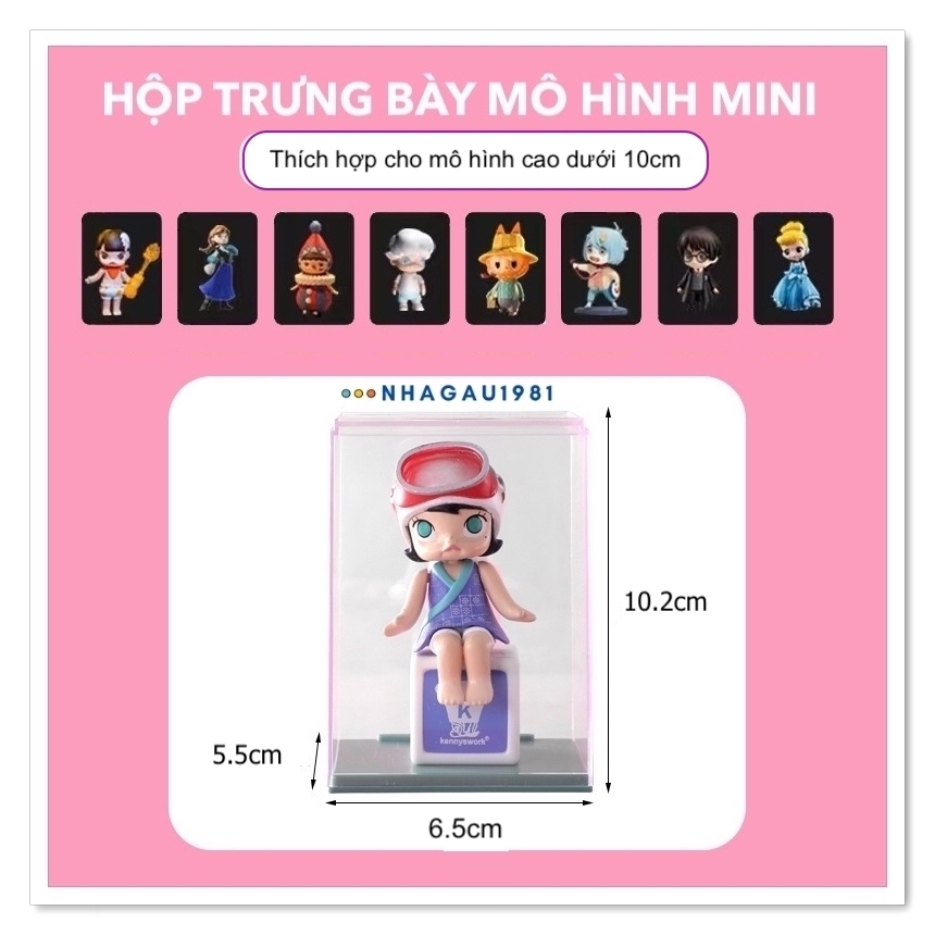 Hộp Mica Trưng Bày Mô Hình Popmart Blind Box Hộp Mô Hình Trong Suốt Có Rãnh Cắm Card Shop Nhagau1981