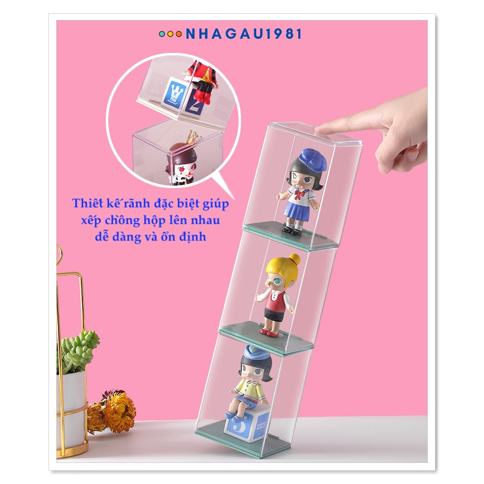 Hộp Mica Trưng Bày Mô Hình Popmart Blind Box Hộp Mô Hình Trong Suốt Có Rãnh Cắm Card Shop Nhagau1981