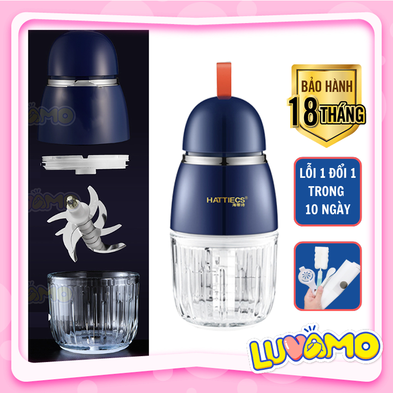 Máy xay ăn dặm đa năng cầm tay 8 lưỡi 200W cho bé hatitec luvamo MX1