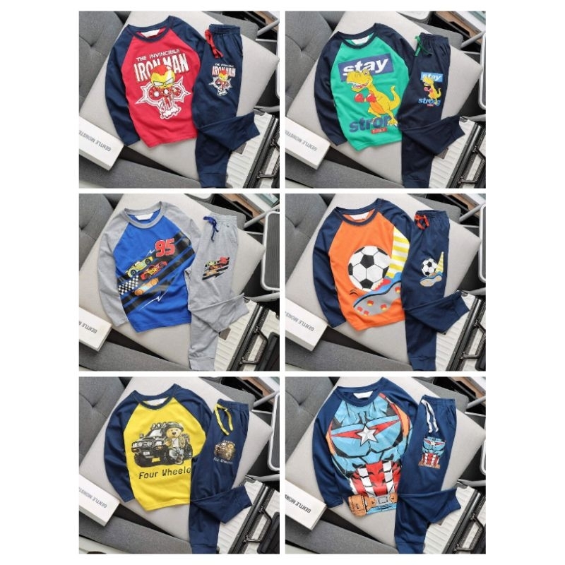 Bộ cotton tay dài bé trai 12-27kg