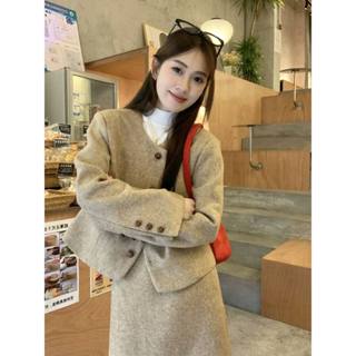 [Sẵn] Set Đồ Áo Khoác Chân Váy Dạ Tweed Chữ A Nữ Kiểu Có Bigsize Nữ Công Sở Hàn Quốc Mặc Tết Mùa Thu Đông Chali SD700