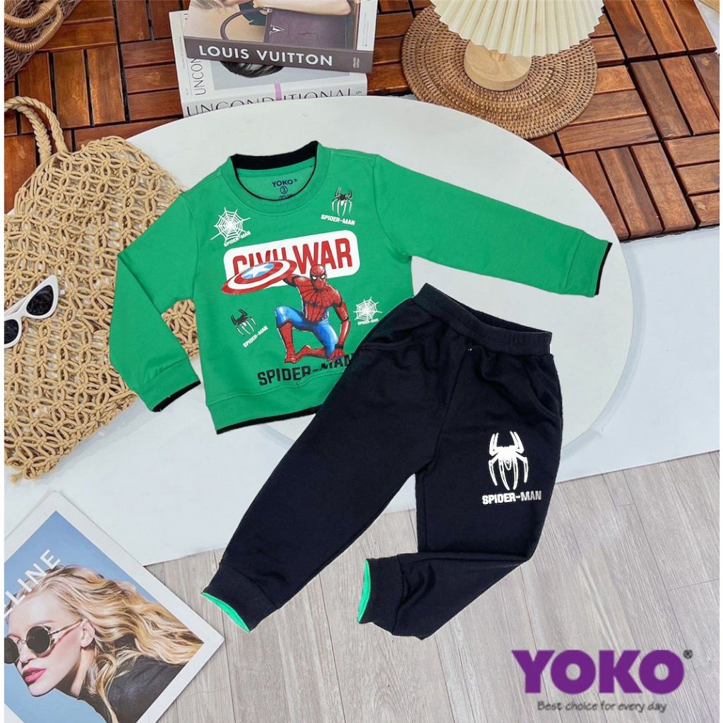 Bộ Quần Áo Dài Tay Yoko Chất Liệu Cotton Da Cá Cho Bé Trai 10-30kg Y2310CIV08
