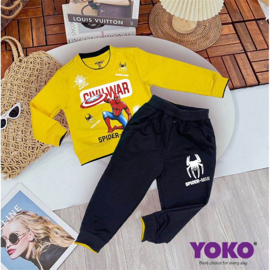 Bộ Quần Áo Dài Tay Yoko Chất Liệu Cotton Da Cá Cho Bé Trai 10-30kg Y2310CIV08