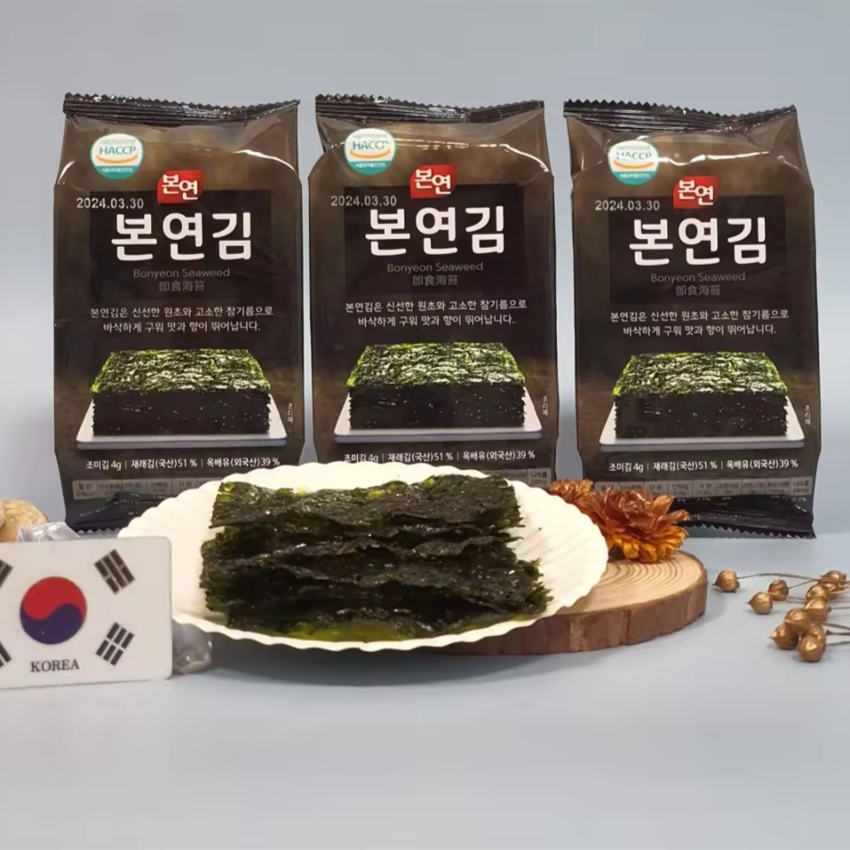 Lốc 3 gói Rong biển ăn liền Bonyeon Sea Laver, 4g x 3 gói