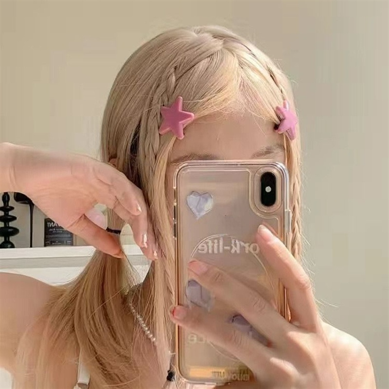 Kẹp tóc mái hình trái tim màu hồng pastel dễ thương iLita cặp bấm mái nữ đẹp vintage Hàn Quốc màu trơn hottrend 2023