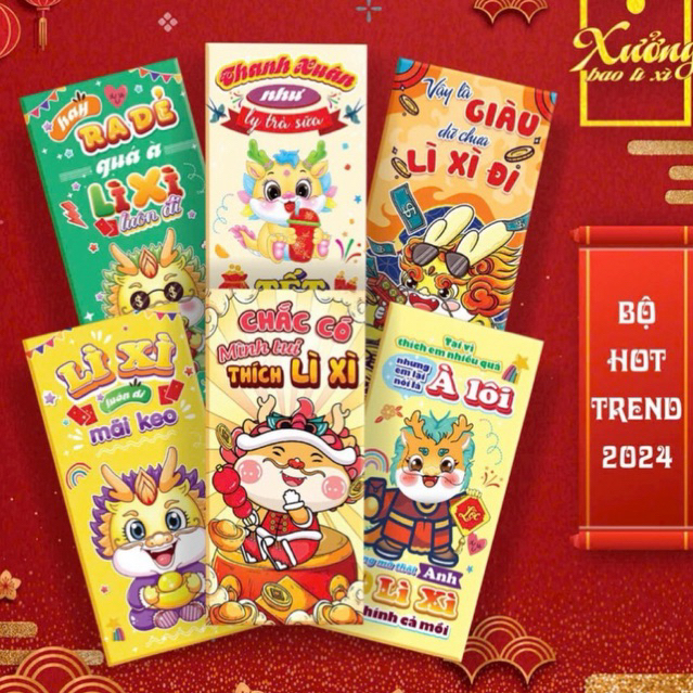 Bao Lì Xì Hot Trend Rồng Tết 2024⚡Hàng Đẹp⚡ Loại Lớn Dày Đẹp được chọn mẫu