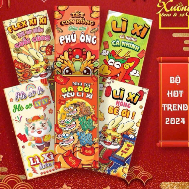 Bao Lì Xì Hot Trend Rồng Tết 2024⚡Hàng Đẹp⚡ Loại Lớn Dày Đẹp được chọn mẫu
