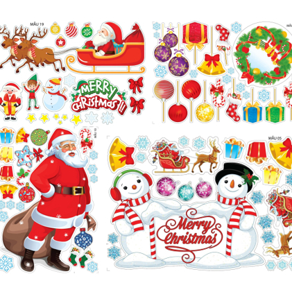 Decal noel dán kính dán tường hoạ tiết nổi nhiều mẫu