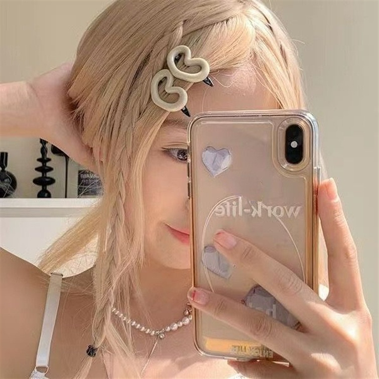 Kẹp tóc mái hình trái tim màu hồng pastel dễ thương iLita cặp bấm mái nữ đẹp vintage Hàn Quốc màu trơn hottrend 2023