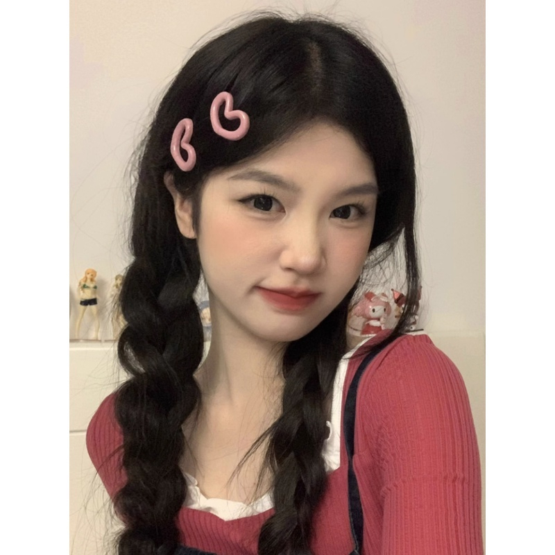 Kẹp tóc mái hình trái tim màu hồng pastel dễ thương iLita cặp bấm mái nữ đẹp vintage Hàn Quốc màu trơn hottrend 2023