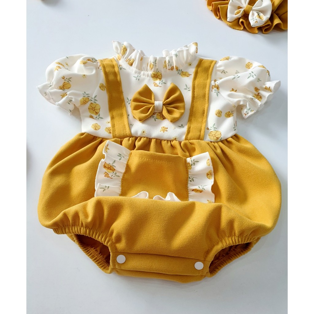 Body váy vàng túi doremon bé gái dễ thương 🍓[𝐓𝐀̣̆𝐍𝐆 𝐊𝐄̀𝐌 Mũ+giày vải🍓 Su Shop- body thiết kế sinh nhật thôi nôi cho bé