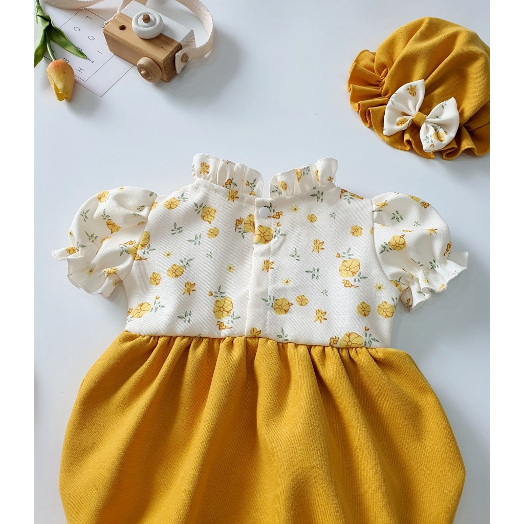 Body váy vàng túi doremon bé gái dễ thương 🍓[𝐓𝐀̣̆𝐍𝐆 𝐊𝐄̀𝐌 Mũ+giày vải🍓 Su Shop- body thiết kế sinh nhật thôi nôi cho bé