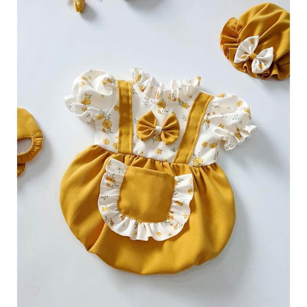 Body váy vàng túi doremon bé gái dễ thương 🍓[𝐓𝐀̣̆𝐍𝐆 𝐊𝐄̀𝐌 Mũ+giày vải🍓 Su Shop- body thiết kế sinh nhật thôi nôi cho bé