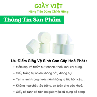 Hàng loại 1  Giấy Vệ Sinh Hoà Phát, Giấy Vệ Sinh Không Lõi 3 Lớp 6 Cuộn