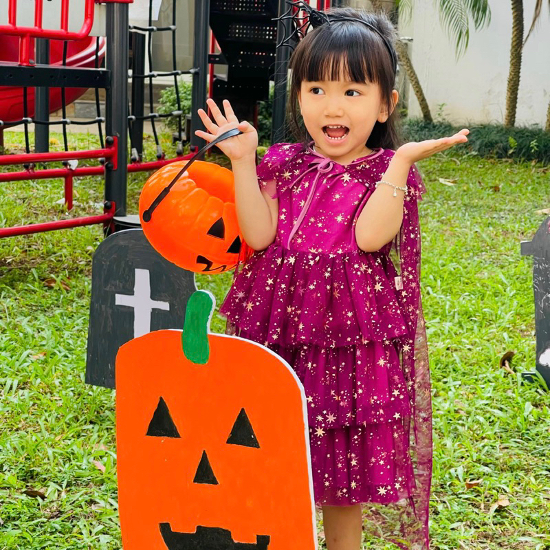 Đầm váy công chúa, váy dạ hội, hoá trang Halloween ba tầng hàng thiết kế Gạo Sữa màu tím hồng 8-18kg
