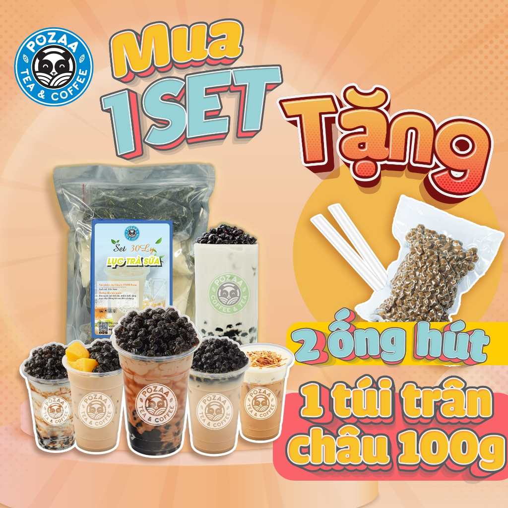 Set trà sữa nguyên liệu tự pha vị Lục Trà Sữa 15-20ly Lớn trà sữa Pozaa thơm ngon dễ làm - PZ002