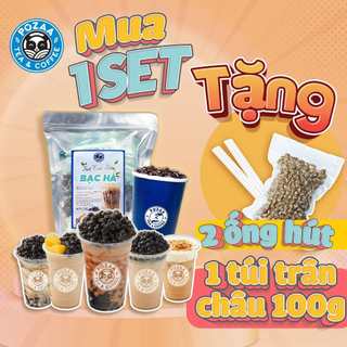 Set nguyên liệu tự pha trà sữa POZAA vị bạc hà mát lạnh dễ làm thành phẩm 30-35 ly - PZ008