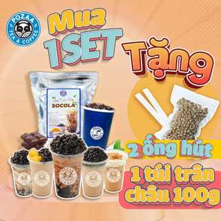 Set trà sữa POZAA tự pha vị socola thơm ngon đậm đà dễ làm thành phẩm 30-35 ly - PZ004