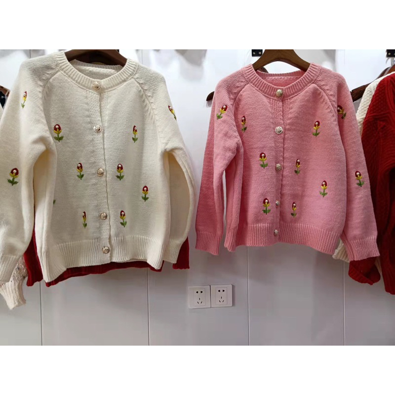 Áo cardigan len hoa thêu áo khoác len cardigan mềm mịn hàng QCCC loại 1