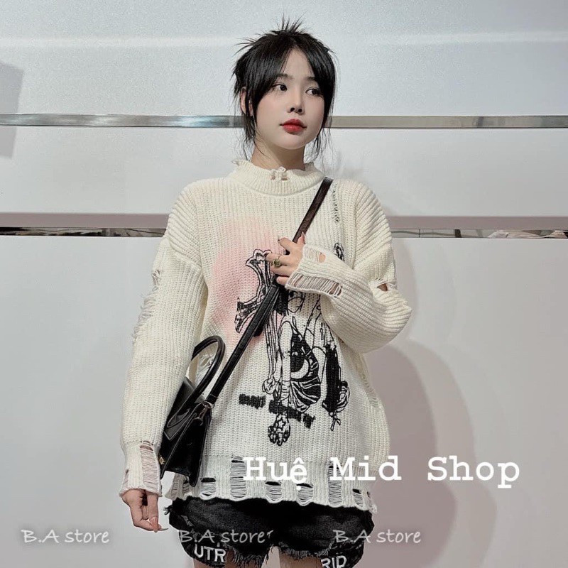 Áo Len Rách Girl Thời Trang Unisex Hot Trend 2023