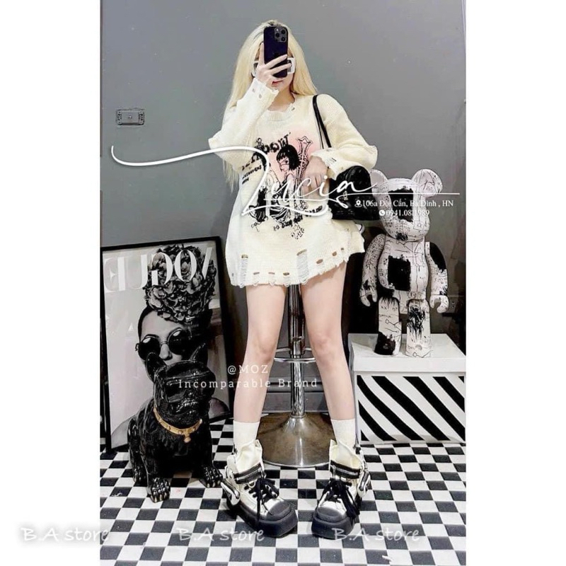 Áo Len Rách Girl Thời Trang Unisex Hot Trend 2023